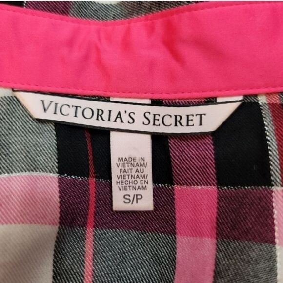Victoria's Secret Dreamer Pink and Black Plaid Flannel Pajama Set Size Small - Picture 11 of 14